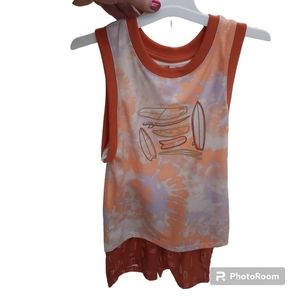 Cat Jack Pajamas Set Surfboard Tie Dye Tank Top Shorts Size 6/7 Boy's NEW